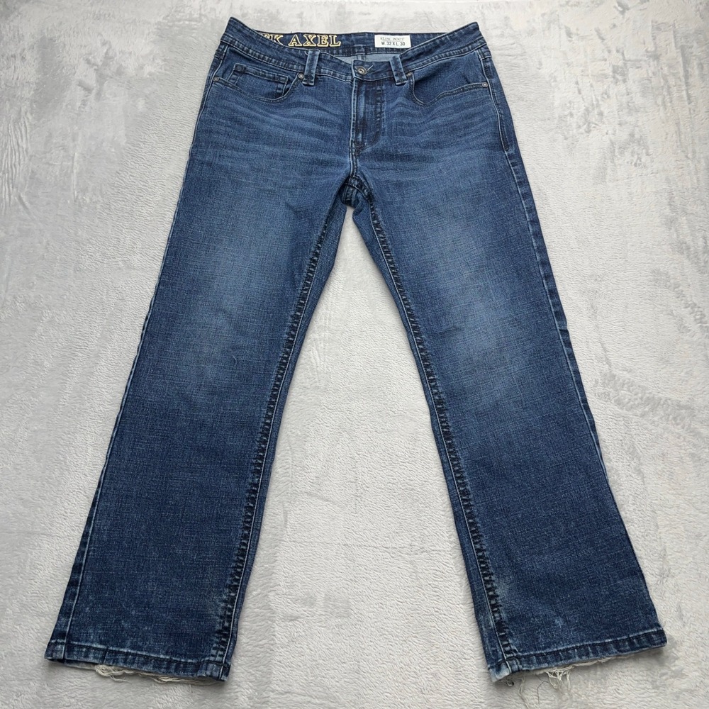 TK AXEL Men Slim Boot Jeans Dark Wash W 32 L‎ 30 Distressed Hem